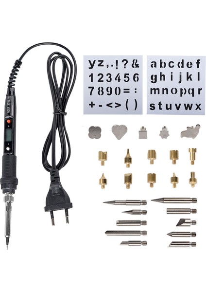 908S Kit 3 80W 110V, Abd Jcd 80W Gravür Kalemi Elektrikli Havya Ahşap Yakma Kiti Flipping Kelime Kabartma Pirografi Aracı Zanaat 28PC Ipucu Seti 908S (Yurt Dışından)