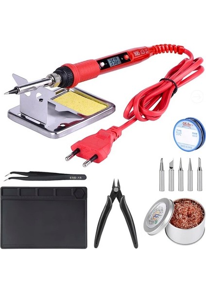 908S Kıt1 80W 110V, Abd Jcd Ayarlanabilir Sıcaklık Havya Kiti 80W 220V 110V LCD Ekran Elektrikli Havya Rework Istasyonu Kaynak Onarım Araçları (Yurt Dışından)
