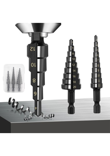 Altın 4 Adet Altıgen Saplı Adım Matkap Düz Oluk Titanyum Kaplama Matkap Ucu 3-12 4-12 4-20 Elektrikli Matkap Raybalama Tezgah Matkap Pagoda (Yurt Dışından) modelleri