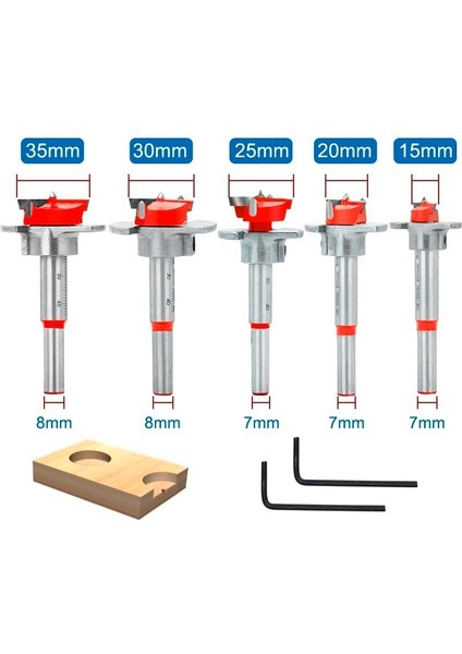 5 Adet Set Menteşe Delik Açıcı 15-35MM Ayarlanabilir Karbür Matkap Ucu Ağaç Işleme Pozisyon Delik Testere Forstner Matkap Ucu Sıkıcı Bit Ahşap Kesici (Yurt Dışından)