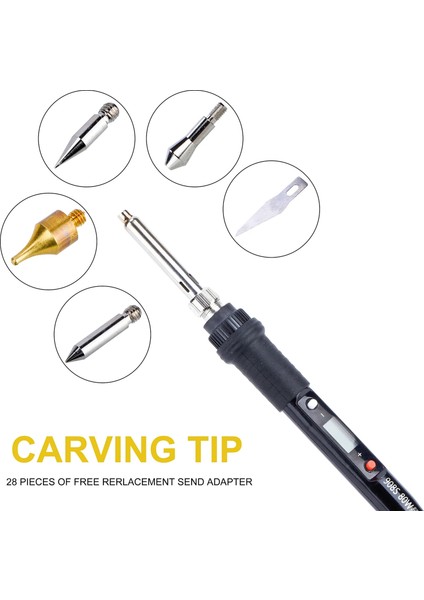 908S Kit 2 80W 110V, Abd Jcd 80W Gravür Kalemi Elektrikli Havya Ahşap Yakma Kiti Flipping Kelime Kabartma Pirografi Aracı Zanaat 28PC Ipucu Seti 908S (Yurt Dışından)