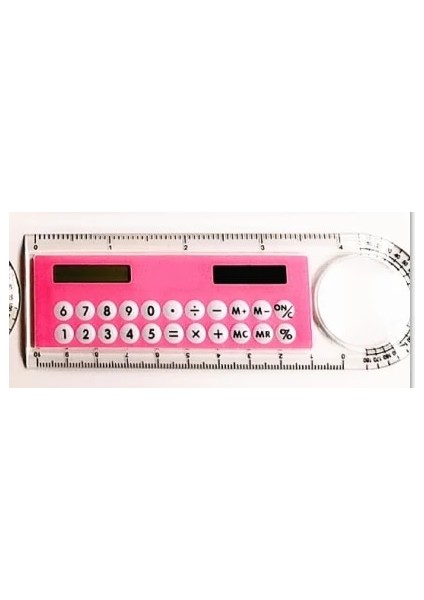 Pembe 1 Adet 10 cm Mini Ultra-Ince Düz Cetvel ile Güneş Hesap Makinesi Büyüteç Çok Fonksiyonlu Hesap Makinesi Okul Ofis Malzemeleri Hediye (Yurt Dışından)