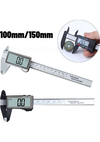 0-150MM Siyah Dijital Kumpas Paslanmaz Çelik Ölçüm Cihazı Elektronik Dijital Sürmeli Kumpas Mikrometre Ölçme Aracı Dijital Cetvel (Yurt Dışından)