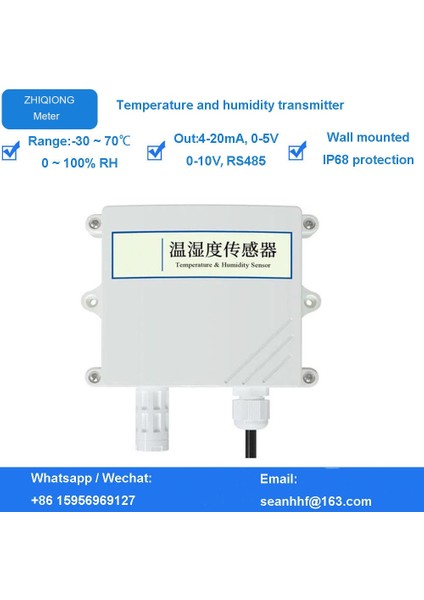 4-20MA Görüntü Yok Modbus 0-5V 0-10V 4 20MA RS485 Yüksek Sıcaklık Nem Co2 Sensör Verici IP68 Koruma Seviyesi Düşük Sıcaklık Dayanımı (Yurt Dışından)