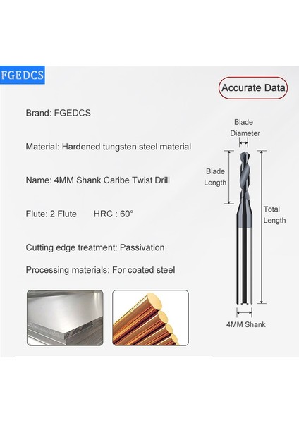 D3.95X15XD4X50L Karbür Alaşımlı Matkap Tungsten Çelik Sert Paslanmaz Büküm Ucu D4MM Shank Mikro Çaplı Katı Monolitik Metal Matkap Cnc Makinesi (Yurt Dışından) fiyatları