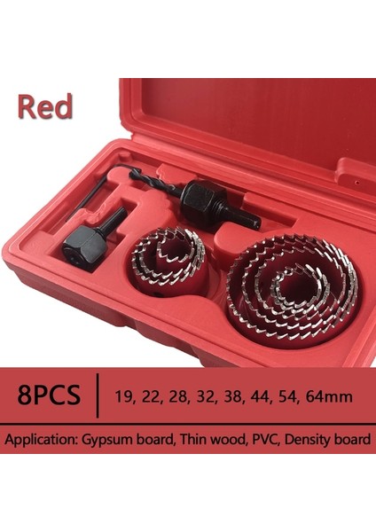 Kırmızı 8 Adet 19-64MM 19-127MM Delik Testere Seti Testere Fincan Ahşap Alçıpan Için Taç Matkap Ucu Ahşap Pvc Plastik Yoğunluk Levhası Metal Ağaç Işleme Aletleri (Yurt Dışından)