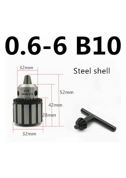 B10 0.6-6mm Çelik Yepyeni 1.5-10MM B12 1-10MM Konu Anahtarlı Ayna Elektrikli Matkap Chuck Adaptörü B10 0.6-6 mm (Yurt Dışından)