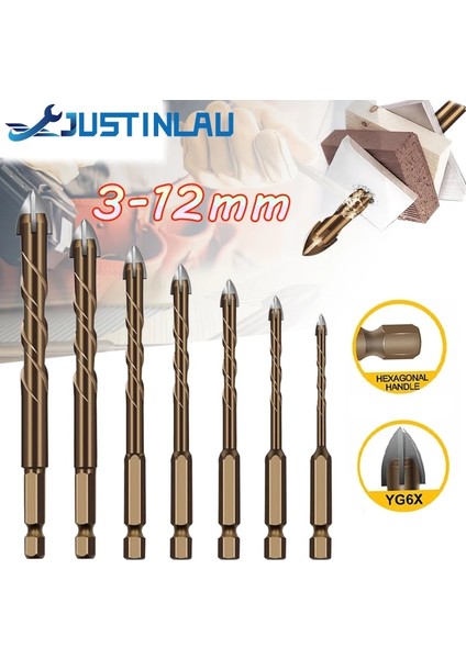 7mm Justınlau Uzatmak Çapraz Altıgen Kiremit Uçları Cam Seramik Beton Delik Açıcı Alaşımlı Üçgen Matkap Boyutu 3/4/5/6/8/10/12MM (Yurt Dışından) fırsatları