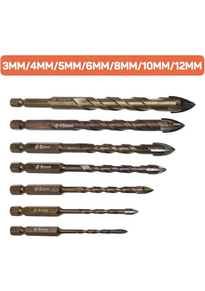 Brown3 4 5 6 8 10 12 Dızaınlıfe 3-12MM Çapraz Hex Kiremit Matkap Uçları Cam Seramik Beton Delik Açıcı Tuğla Sert Alaşım Üçgen Bit Araç Kiti Için Set (Yurt Dışından)
