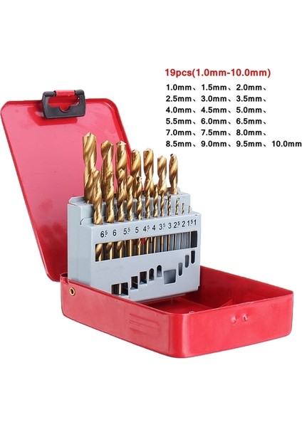 19 Adet Kıdo 13/19/25 Adet 1.0 ~ 13MM Hss Ti Kaplamalı Matkap Uçları Düz Şaft Seti Metal Ağaç Işleme Sondaj Güç Araçları ile Metal Kutu (Yurt Dışından)