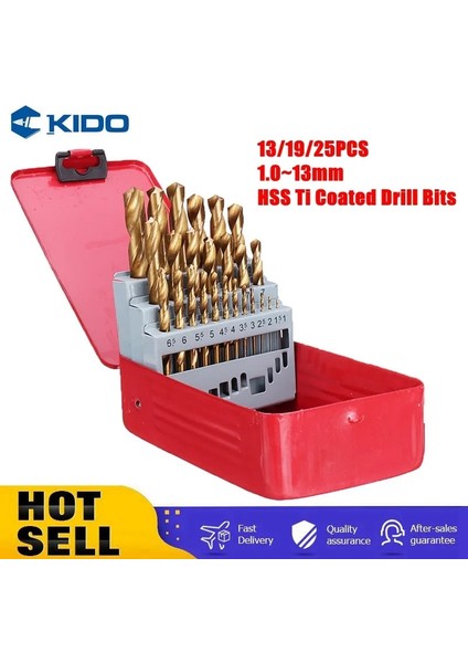 19 Adet Kıdo 13/19/25 Adet 1.0 ~ 13MM Hss Ti Kaplamalı Matkap Uçları Düz Şaft Seti Metal Ağaç Işleme Sondaj Güç Araçları ile Metal Kutu (Yurt Dışından) fiyatları