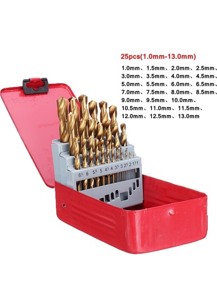 19 Adet Kıdo 13/19/25 Adet 1.0 ~ 13MM Hss Ti Kaplamalı Matkap Uçları Düz Şaft Seti Metal Ağaç Işleme Sondaj Güç Araçları ile Metal Kutu (Yurt Dışından) modelleri