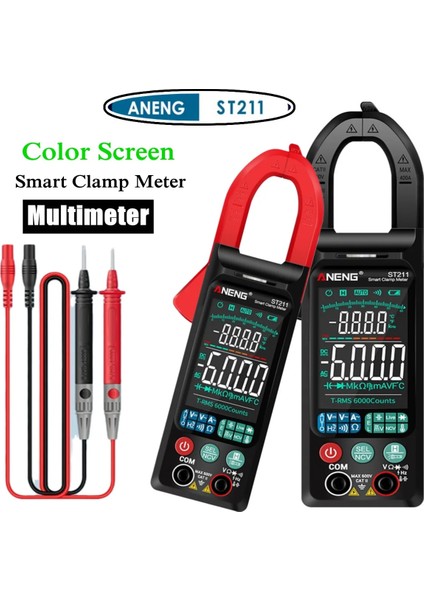 Siyah Aneng ST211 Dijital Pens Metre Multimetre 6000 Sayım Dc/ac Gerilim Akım Test Cihazı Araba Amp Hz Büyük Renkli Ekran Ncv Ohm Testi (Yurt Dışından) fırsatları
