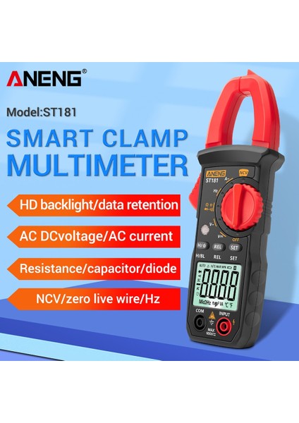 Aneng ST180 B Aneng ST181 ST180 ST182 ST183 ST184 Dijital Kelepçe Multimetre Dc/ac Akım Ölçer Ampermetre Gerilim Araç Kapasitesi Ncv Ohm Test Cihazı (Yurt Dışından) modelleri