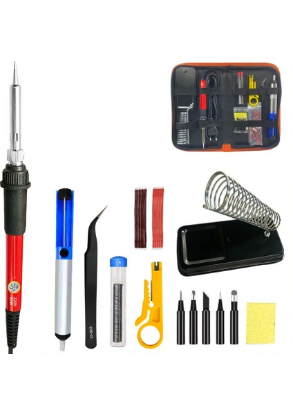 60W Kırmızı Set Ab 60W Sıcaklık Ayarlanabilir Elektrikli Havya Lehimleme Ipuçları Standı Aksesuarları Kaynak Havya Seti Onarım Aracı (Yurt Dışından) fırsatları