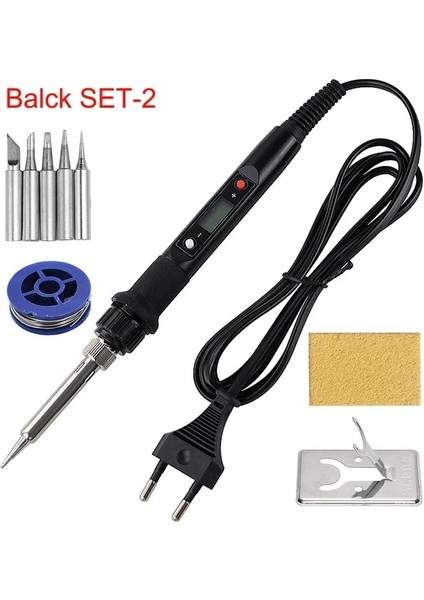 Siyah Set-2 110V Us Plug 80W Elektrikli Havya Ayarlanabilir Sıcaklık LCD Dijital Ekran 110V 220V Kaynak Havya Ipuçları Onarım Tamir Alet Kiti (Yurt Dışından)