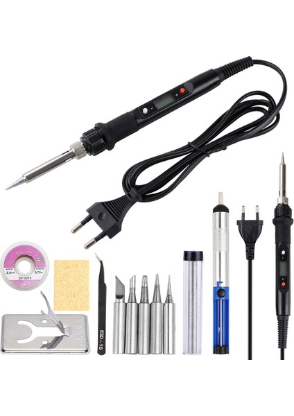 Siyah Set-2 110V Us Plug 80W Elektrikli Havya Ayarlanabilir Sıcaklık LCD Dijital Ekran 110V 220V Kaynak Havya Ipuçları Onarım Tamir Alet Kiti (Yurt Dışından)