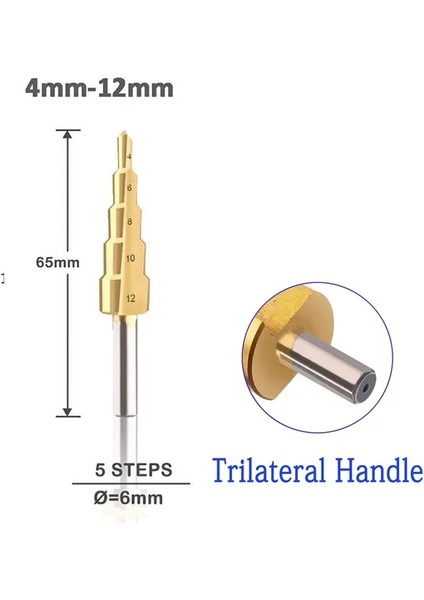 4-12 Üçgen 4-12 4-20 4-32 Hss Titanyum Kaplamalı Adım Matkap Ucu Delme Elektrikli El Aletleri Metal Yüksek Hız Çelik Ahşap Delik Kesici Koni Matkap (Yurt Dışından)