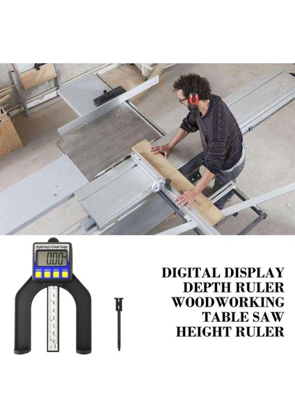 Siyah 0-80MM Dijital Yükseklik Ölçer Masa Testere 80MM Derinlik Ölçer 3 Birim Inç/mm/kesir Kilitleme Vidası Ağaç Işleme Yönlendirici Masa Araçları (Yurt Dışından) fırsatları