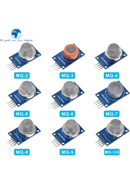 Mq-2 Mq-2 Mq-3 Mq-4 Mq-5 Mq-6 Mq-7 Mq-8 Mq-9 MQ-135 Algılama Duman Metan Sıvılaştırılmış Gaz Sensörü Modülü Arduino Için Başlangıç Dıy Kiti (Yurt Dışından)