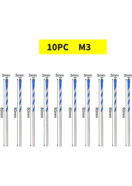 10 Adet-3mm 3-12MM Profesyonel Tungsten Karbür Matkap Uçları Cam, Seramik Karo, Beton, Metal Matkap Ucu Seti Araçlarını Delmek Için Kullanılır (Yurt Dışından)