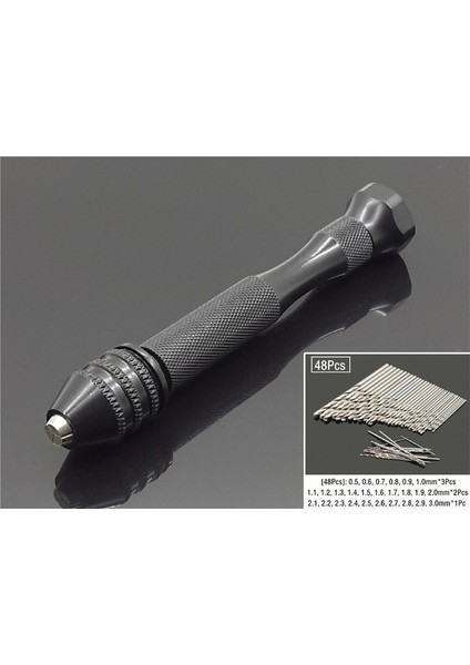 1 Adet ve 48 Adet Mini Mikro Alüminyum 0.3-3.4mm El Matkabı Anahtarsız Mandren ile Döner Aletler Ahşap Delme + Hss Büküm Matkap Uçları Seti Manuel (Yurt Dışından)