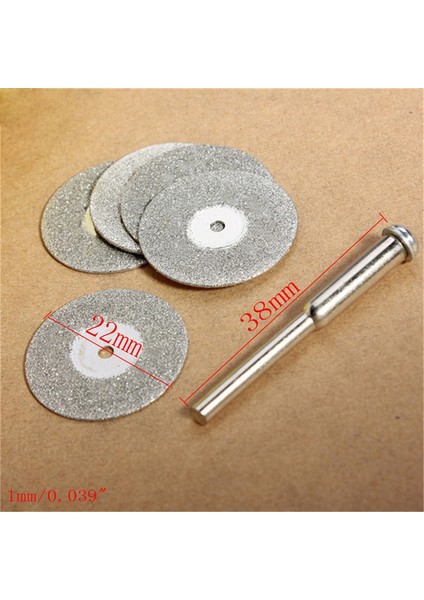 Altın 6 Adet 22MM Zımpara Elmas Kesme Bıçakları Matkap Ucu + 1 Mandrel Dremel Seti Taşlar, Metal, Cam, Porselen, Ahşap Kesme 2019NEW (Yurt Dışından) modelleri
