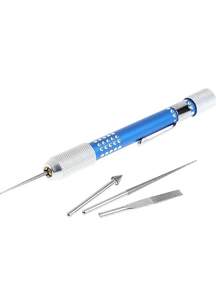 Mavi 4 In 1 Mini Diamonte Grit Kalemtıraş Iğne Seti Takı Ahşap Oyma Araçları Için (Yurt Dışından)
