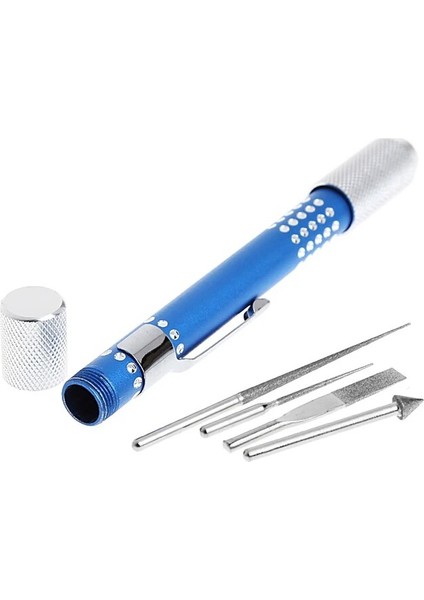 Mavi 4 In 1 Mini Diamonte Grit Kalemtıraş Iğne Seti Takı Ahşap Oyma Araçları Için (Yurt Dışından)