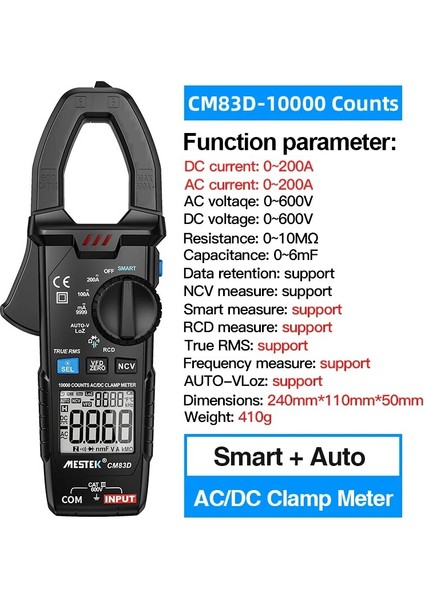 TS18A True Rms Dijital Pens Metre Mestek CM83D Dc Ac Akım Gerilim Amper Ncv Ohm Test Cihazı Ampermetre Multimetre Elektrikçi Aracı (Yurt Dışından) fiyatları