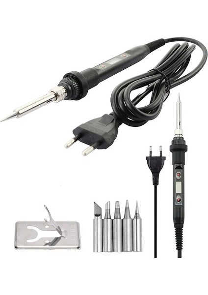 Siyah Set-2 110V Us Plug Sıcaklık Ayarlanabilir 80W Elektrikli Havya 220V Kaynak Demir Uçlu Lehim Istasyonu Kalay Havya Elektrikli Aletler (Yurt Dışından)