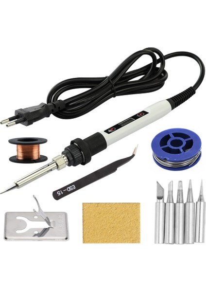 Siyah Set-2 110V Us Plug Sıcaklık Ayarlanabilir 80W Elektrikli Havya 220V Kaynak Demir Uçlu Lehim Istasyonu Kalay Havya Elektrikli Aletler (Yurt Dışından) fırsatları