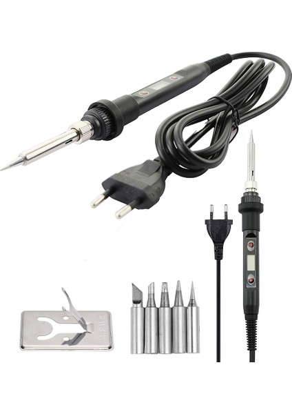 Siyah Set-2 110V Us Plug Sıcaklık Ayarlanabilir 80W Elektrikli Havya 220V Kaynak Demir Uçlu Lehim Istasyonu Kalay Havya Elektrikli Aletler (Yurt Dışından) indirimleri