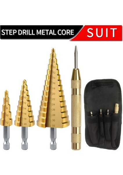 Adımlı Matkap Ucu Fivepears Adımlı Matkap Ucu Seti Otomatik Kerner ， Kademeli Matkaplar 32MM Metal Çekirdek ， Aletler, Metal Koni Için Matkap Seti (Yurt Dışından)