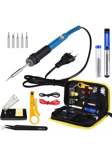 Yeşil Ab 220 V Jcd 14-In-1 Elektrikli Havya Kiti Ayarlanabilir Sıcaklık Lehim Kaynak Araçları Lehimleme Ipuçları Lehim Sökme Pompası Kaynak Aracı (Yurt Dışından)