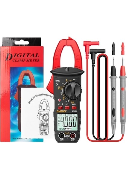 Kırmızı ST180 Multimetre Dijital Pens Metre 4000 Sayım Ampermetre Voltmetre Otomotiv Amplifikatör Kapasite Ncv Ohm Testi (Yurt Dışından)