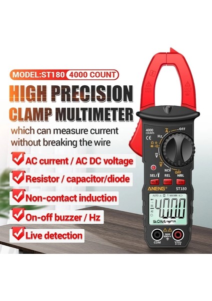 Kırmızı ST180 Multimetre Dijital Pens Metre 4000 Sayım Ampermetre Voltmetre Otomotiv Amplifikatör Kapasite Ncv Ohm Testi (Yurt Dışından) fırsatları
