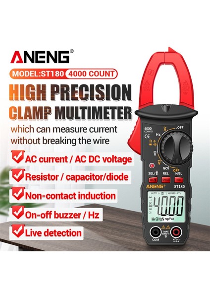 Siyah Aneng Dijital Pens Metre 4000 Sayım Ac Akım Multimetre Ampermetre Gerilim Test Cihazı Araba Hz Kapasite Ncv Ohm Testi ST180 (Yurt Dışından) fiyatları