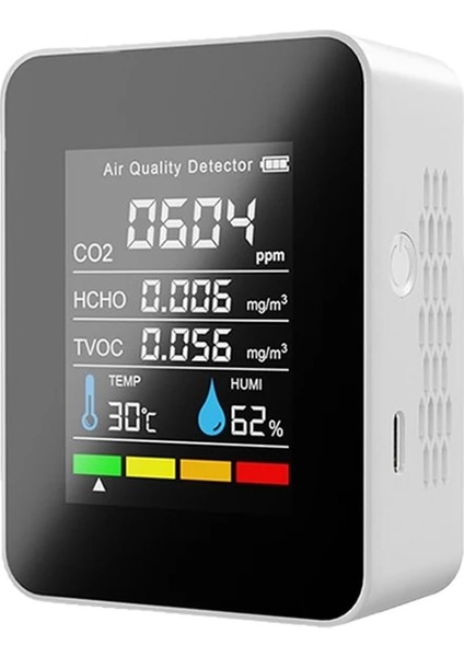 Hava Kalitesi Dedektörü Co2 Test Cihazı Masaüstü Tvoc Metre Sıcaklık Nem Ölçer Karbon Dioksit Monitör Gaz Dedektörü (Yurt Dışından)