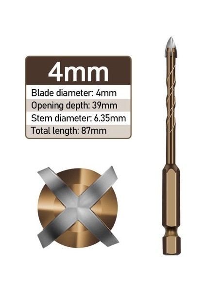 4mm Çapraz Altıgen Kiremit Uçları Cam Seramik Beton Delik Açıcı Alaşım Üçgen Matkap Boyutu 3/4/5/6/8/10/12MM Matkap Uçları Cam Uçları (Yurt Dışından)
