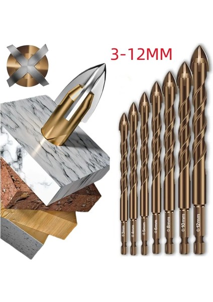 4mm Çapraz Altıgen Kiremit Uçları Cam Seramik Beton Delik Açıcı Alaşım Üçgen Matkap Boyutu 3/4/5/6/8/10/12MM Matkap Uçları Cam Uçları (Yurt Dışından) fiyatları