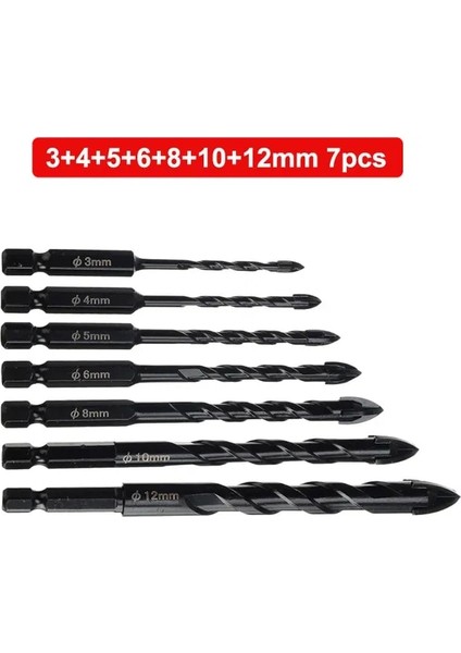 3 4 5 6 8 10 12MM 4 Flüt Duvarcılık Matkap Uçları Tungsten Karbür Ucu Seramik Beton Matkap Ucu Seti Cam Karo Tuğla Plastik ve Ahşap Duvar (Yurt Dışından)