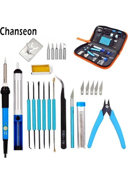 Set 7 60W, Ab Chanseon Ab/abd Tak 60W Ayarlanabilir Sıcaklık Elektrikli Havya Kiti Kaynak Ucu Lehim Teli Taşınabilir Kaynak Onarım Aracı (Yurt Dışından)