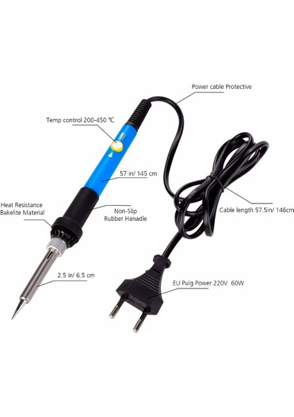 Set 7 60W, Ab Chanseon Ab/abd Tak 60W Ayarlanabilir Sıcaklık Elektrikli Havya Kiti Kaynak Ucu Lehim Teli Taşınabilir Kaynak Onarım Aracı (Yurt Dışından) modelleri
