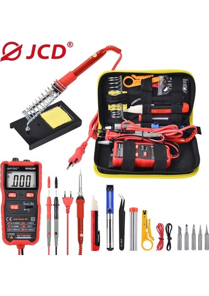 Turuncu 220V 60W, Ab, Kaynak Uçlu Jcd Elektrikli Havya Seti Ayarlanabilir Sıcaklık LCD Dijital Ekran Kaynak Lehim Aracı 220V 110V 60W Havya Ipuçları (Yurt Dışından)