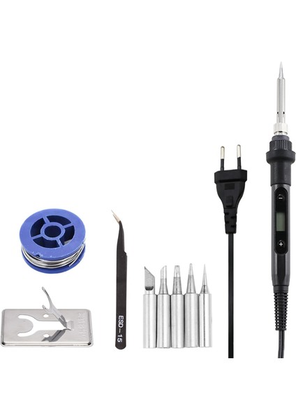 Beyaz Set-1 220V Ab Tak Ayarlanabilir Sıcaklık 80W LCD Dijital Ekran Elektrikli Havya 220V / 110V Kaynak Demiri Ipuçları Kaynak Onarım Araçları (Yurt Dışından) fırsatları