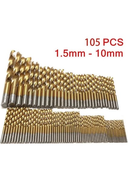 105 Adet 105 Adet Büküm Hss Matkap Ucu Seti Titanyum Kaplamalı 1.5mm Ila 10MM Güç Aracı Paslanmaz Çelik Metal Hss-Co Kobalt Kiti (Yurt Dışından)