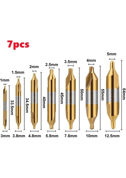 1-1.5-2-2.5-3.5-4-5 6 Adet 1.0-5.0mm Hss Tin Kaplamalı Merkezi Matkap Ucu Seti Metal Işleme Delik Delme Aracı 60 Derece Kombinasyon Matkap Ucu Seti (Yurt Dışından)