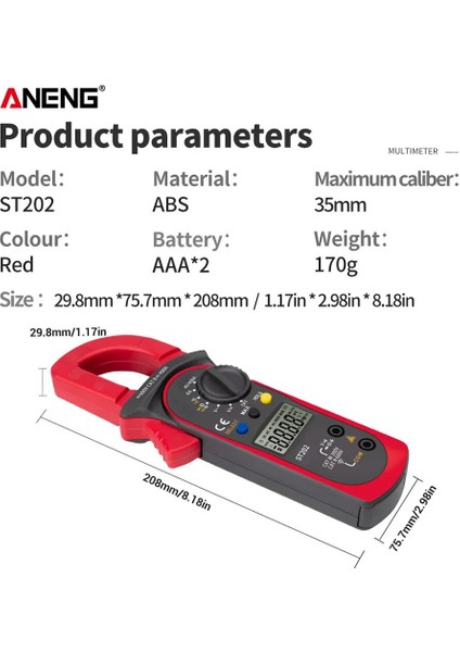 Mavi Dijital Kelepçe Multimetre ST202 Direnç Ohm Transistör Test Cihazları Ac/dc Akım Voltmetre Lcr Pens Metre Sıcaklık ile (Yurt Dışından) fırsatları