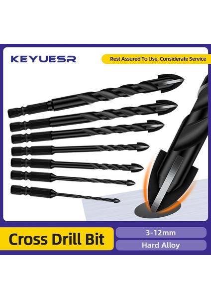 1 Adet 8mm Çapraz Altıgen Kiremit Matkap Uçları Cam Seramik Beton Delik Açıcı Alaşım Üçgen Matkap Ucu Seti Araçları 3/4/5/6/8/10/12MM (Yurt Dışından) modelleri